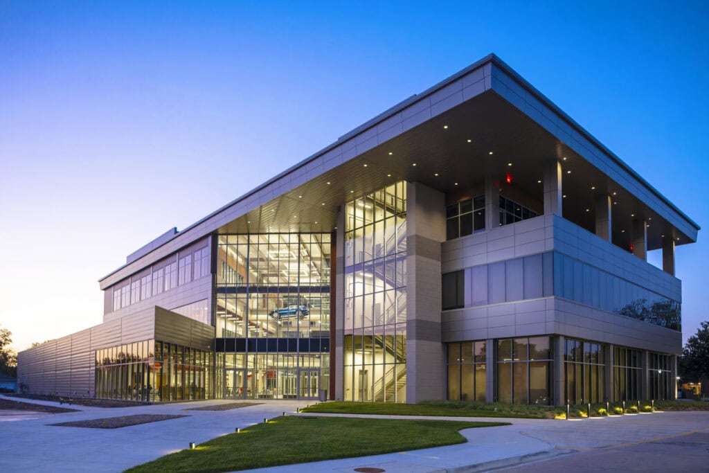 Wise Campus Commons at night