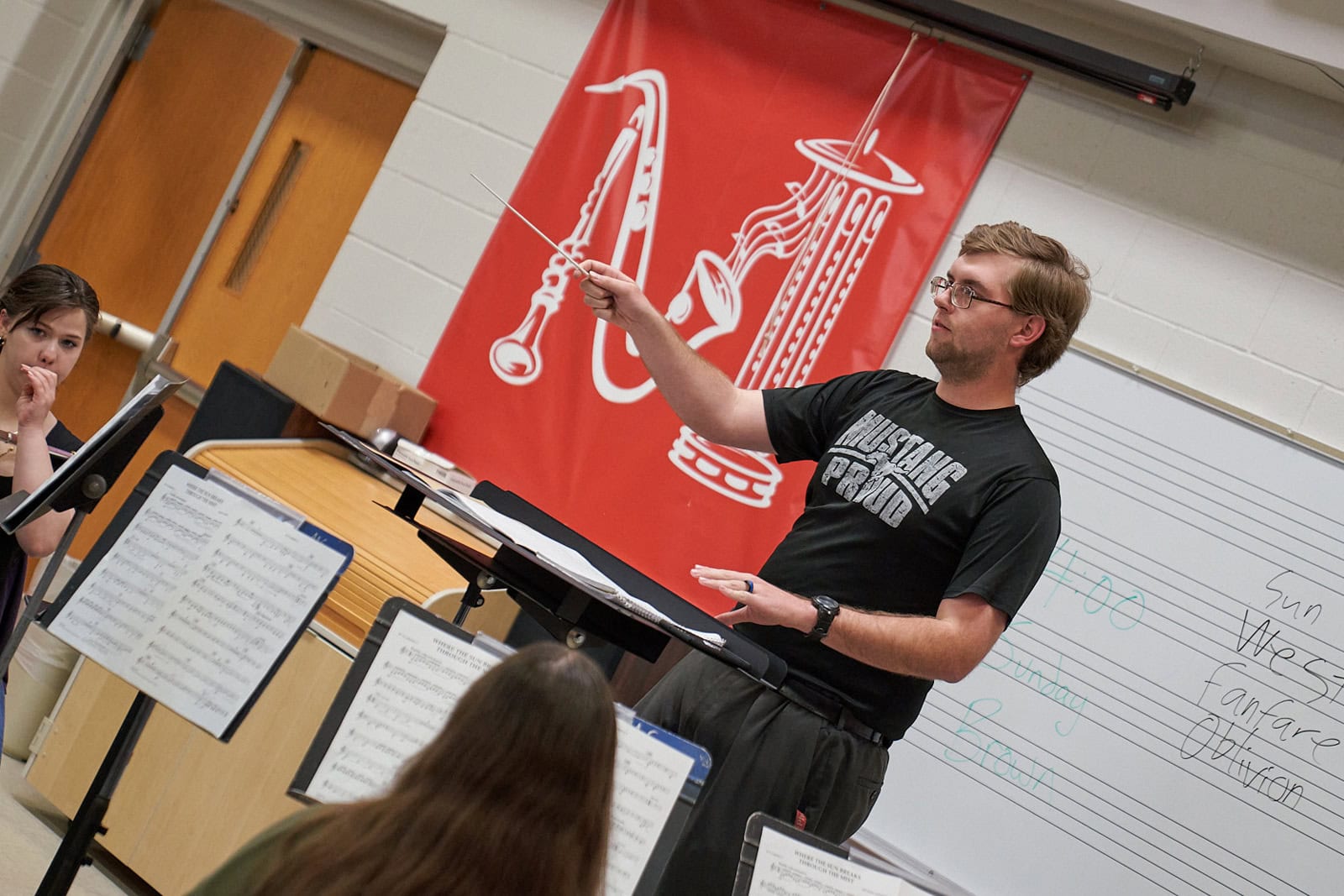 Music student teaching band